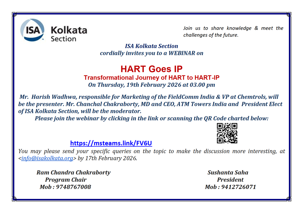 Webinar on Transformational Journey of HART to HART-IP